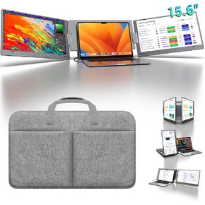 KYY Laptop Screen Extender, 15.6" Laptop Monitor Extender with Type-C Plug&Play, 1080P FHD Portable Triple Monitor for Laptop with Alloy Dual Monitor fits 13"-17", Portable Monitor for Mac/Wins/Chrome