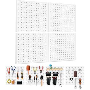 4PCS Pegboard,Metal PegBoard, Pegboard Wall Organizer, Pegboard Storage System for Workbench, Shop, Shed Modular Peg Board Organizer Board Kit