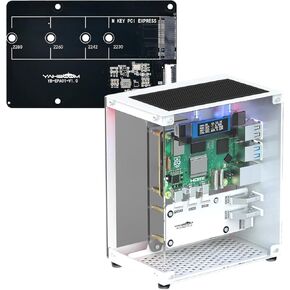 Yahboom Raspberry Pi 5 Case, Aluminum Mini Tower Case with Cooling M.2 NVMe to PCIe Adapter