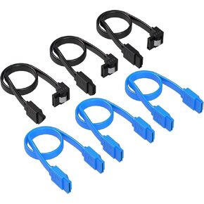 SABRENT SATA III (6 Gbit/s) Right Angle Data Cable with Locking Latch + SATA III (6 Gbit/s) Straight Data Cable with Locking Latch for HDD