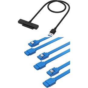 SABRENT USB 3.0 to SSD / 2.5-Inch SATA I/II/IIIHard Drive Adapter + 3 Pack SATA III (6 Gbit/s) Straight Data Cable with Locking Latch