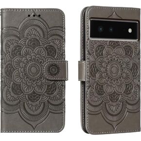 for Google Pixel 6 (2021) Case Wallet with Card Holder Kickstand Magnetic Soft Leather Flip Fold Case for Google Pixel 6 Cover (Gray) in Kuwait