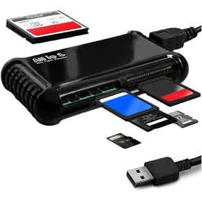 Super High Speed All-in-1 USB Memory Card Reader/Writer for All Cards SD/SDHC, Micro SD, CF, XD, MS/Pro & Duo Cards Plug N Play, Apple and Windows Compatible, Powered by USB