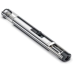 Jet Flame Lighter, Refillable 6.7 Inch Long Reach Candle Lighter Silver (Butane Gas Not Included)