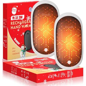 AI Hand Warmers Rechargeable 2 Pack, 12000mAh Electric Hand Warmers, AI Smart Chips 20Hrs Long Safe Heat, PD 3.0 20W, Portable Pocket Heater Gifts for Christmas, Outdoor