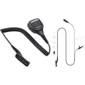 commountain Speaker Mic and Two Wire Acoustic Tube Earpiece Bundle for Motorola Radios APX 4000, APX 6000, APX 7000, APX 8000, XPR 6350, XPR 6550, XPR 7350, XPR 7550, XPR 7350e, XPR 7550e, XPR 7580e