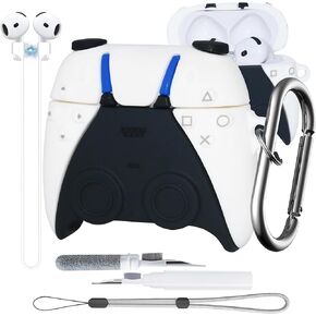 for AirPods 4th (2024) Generation Case Cover with Cleaner Kit and Keychain, Cute Cool Game Controller Soft Funny Cartoon Silicone for AirPods 4 Case with for Boy‘s and Woman Girl’s