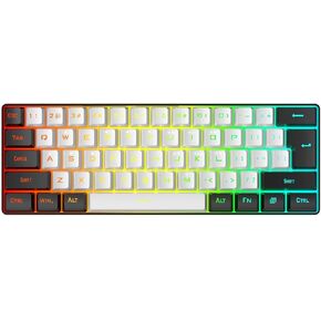 لوحة مفاتيح بنسبة 60 ٪ ، لوحة مفاتيح الألعاب السلكية RGB ، لوحة المفاتيح القابلة للتبديل الساخنة 61 مفاتيح لوحة مفاتيح صغيرة مضغوطة لأجهزة الكمبيوتر ، الطباعة ، السفر (بالأبيض والأسود) ، serounderryn6e0mfsb-12