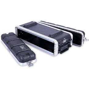 Crossrock Stackable 2U Rack Case, Shallow 14.25" Depth, Polyethylene Hard-shell Construction with Heavy Duty Hardware-Black(CRA9602US)