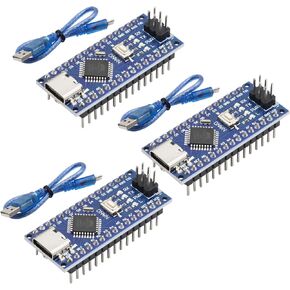 3pcs Luirsay Nano V3.0 Board Atmega328p/CH340G رقاقة مجموعة متحكم متوافقة مع Arduino IDE/PWM/SPI 5V 16M (منفذ USB C مع كابل USB 3PCS)