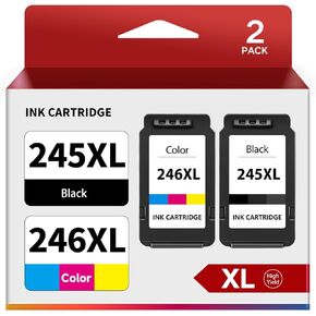 245XL 246XL Combo Pack Ink Cartridge Replacement for Canon 245XL 246XL PG-245 CL-246 Compatible for Canon Pixma MX490 TR4527 TR4520 MG2524 MG2525 MG2522 TS202 TS302 TS3120 TS3122 TS3320 (2 Pack)