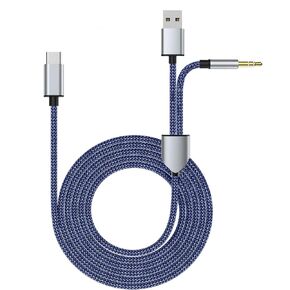 USB C Aux and Charging Cable, 2 in 1 Type USB-C to 3.5mm Audio Jack Cord with Male Extend USB Adapter Compatible with iPhone16/16 Plus/ 15/15Pro,Galaxy S24 Ultra/S24,Huawei to Car Stereo