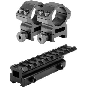 360 Tactical .22/Airgun 3/8" Dovetail to 7/8" Weaver Picatinny Rail See-Through Adapter Mount High Profile 9 Slots