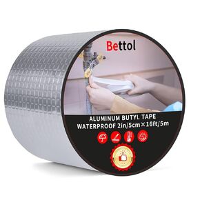 Butyl Tape Waterproof Sealing Tape Aluminum Foil Tape 2 Inch x 16 Feet, for RV Repair, Roof, Window, Sunshade, Boat and Pipe Sealing, Silver, 1 Roll