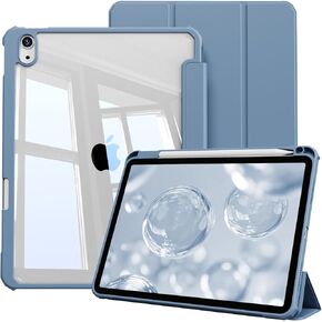 Case for iPad Air 11 Inch 7th/6th Generation M3 2025/ M2 2024, 10.9 Inch Air 5th/4th Generation 2022/2020 with Pencil Holder, Durable Cover with Clear BackShell, Auto Wake/Sleep, Pink