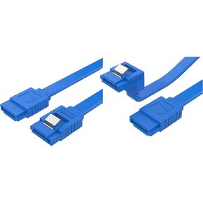 SABRENT SATA III (6 Gbit/s) Straight Data Cable with Locking Latch for HDD/SSD/CD and DVD Drives + SATA III (6 Gbit/s) Right Angle Data Cable with Locking Latch