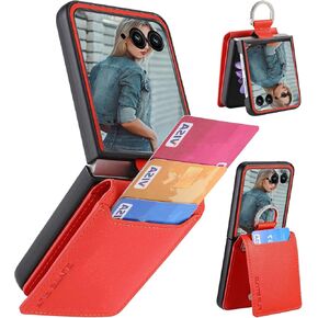 for Motorola Razr 2025/2024 Case Wallet with Card Holder & Ring, PU Leather Shockproof Protective Cover Flip Kickstand Phone Case for Moto Razr 50 / Moto Razr 60, LZQB Black