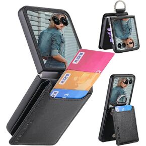 for Motorola Razr 2025/2024 Case Wallet with Card Holder & Ring, PU Leather Shockproof Protective Cover Flip Kickstand Phone Case for Moto Razr 50 / Moto Razr 60, LZQB Black in Kuwait