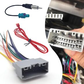 3 PCS Radio Wire Harness, Standard Stereo DVD Modified Power Speaker Tail Line Connector, Waterproof Plug and Play Adapter, Compatible with Jeep Compass Wrangler Dodge (Multicolored)