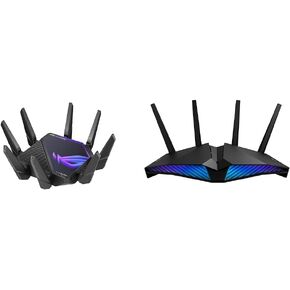 Asus Rog Rapture GT-Axe16000 Quad-Band WiFi 6e Adevable Gaming Router ، Band 6Ghz ، Dual 10G Ports & RT-AX82U (AX5400) Dual Band WiFi 6 Adexable Gaming Router ، Maming Game Mode
