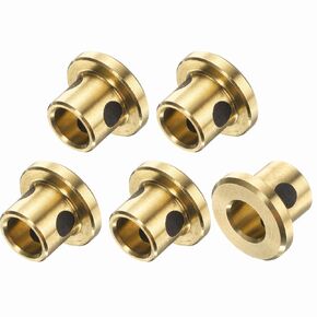uxcell 5pcs Flange Sleeve Bearings 5mm Bore x 7mm OD x 8mm Height, Wrapped Oilless Flange Bushings Brass Graphite, Oilless Lubricating Cast Brass Bushing