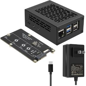 Geekworm X1002 PCIe M.2 NVMe SSD PIP PCIe Peripheral Bottom Board+Metal Case+PD 27W Power Supply for Raspberry Pi 5