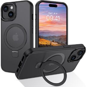 DUEDUE for iPhone 15 Plus Case Magnetic with Ring Stand[Compatible with Magsafe], Full Body Protective Cover Slim Shockproof Kickstand Phone Case for Apple iPhone 15 Plus 6.7", Black