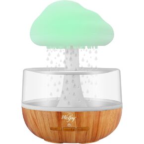 Weljoy Zen Raining Cloud Night Light Aromatherapy Essential Oil Diffuser Micro Humidifier Desk Fountain Bedside Sleeping Relaxing Mood Water Drop Sound (White) in Kuwait