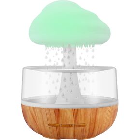 Weljoy Zen Raining Cloud Night Light Aromatherapy Essential Oil Diffuser Micro Humidifier Desk Fountain Bedside Sleeping Relaxing Mood Water Drop Sound (White)
