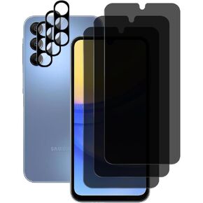 (3+3) For Samsung Galaxy A15 4G / 5G (3 Pack) Anti Spy Private Tempered Glass Privacy Screen Protector with Camera Lens Protector, Anti Scratch