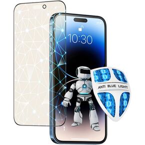 Perfectsight الياقوت المضاد للوهج وامي شاشة الضوء الأزرق المصمم لجهاز iPhone 14 Pro Max - حماية العين من الزجاج الصلب المقسى - الفقاعة العسكرية غير اللامعة خالية من الفقاعة (6.7 بوصة)