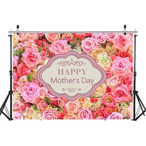 WOLADA Happy Mothers Day Photography Backdrop Mother's Day Flowers Wall Photography Backdrop 7x5FT 12028