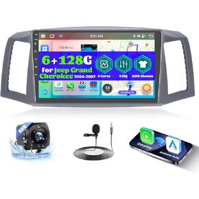 [8 Core 6G+128G] راديو سيارة لجيب Grand Cherokee 2004 2005 2006 2007 ، 10.1 بوصة شاشة تعمل باللمس Grand Cherokee مع Carplay Android Auto ، Bluetooth 5.0 ، 32 Eq ، 59UI