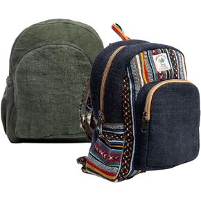 Two Mini Boho Hemp Back Pack Bundle Eco-Friendly Hemp Stylish Design from