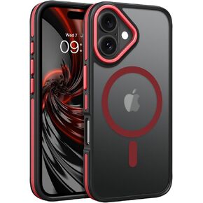 BENTOBEN for iPhone 16 Phone Case,iPhone 16 Magnetic Case [Compatible with MagSafe] Translucent Matte Slim Fit Shockproof Women Men Protective Case Cover 6.1" Red