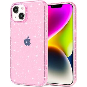 Compatible with iPhone 14 Plus Case Glitter, Clear Transparent Soft TPU Sparkle Anti-Scratch Shockproof Protective Phone Bumper, Women Girls Slim Bling Sparkly Phone Case