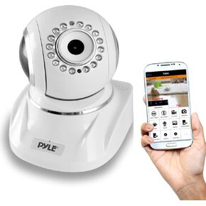 Pyle Indoor Wireless IP Camera - HD 1080p Network Security Surveillance Home Monitor System - Motion Detection, Night Vision, PTZ, 2 Way Audio, iPhone Android Mobile App - PC WiFi Access - PIPCAMHD82