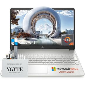 HP Laptops 15.6 Inch, AMD Ryzen 7(8 cores), 15" Thin Light PC Laptop Computer, 64GB RAM 1TB SSD+512GB Docking Set, Lifetime Microsoft Office, Windows 11 Laptop, 10-Key Number Pad, HDMI