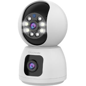 2MP Dual-Lens WiFi Indoor Camera with Baby/Elder/Pet Monitor, Live Video Talk Home Child Nanny Cam, 360° Dual Views Pan/Tilt & Fixed CCTV Camera, Gesture/One-Touch Calling, Auto-Tracking