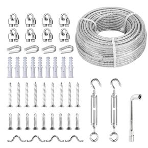 3/16 Wire Rope Kit,165ft Vinyl Coated Galvanise Steel Cable 1/8 Thru 3/16 inch,Turnbuckles for Cables Wire 3/16, Wire Rope Clamp for Clothes line Kit,Outdoor Lights Hanging Kit,Garden Wire