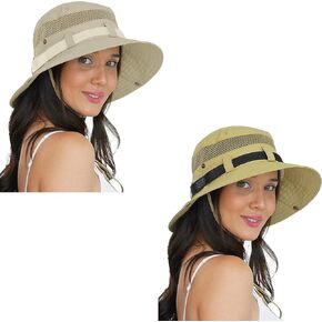 GearTOP Sun Hat Boonie Hat - Wide Brim Bucket Hat for Men and Women - UPF 50+ Water-Resistant Beige & Khaki Bundle