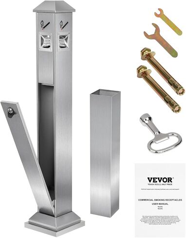 VEVOR Cigarette Butt Receptacle, Commercial Cylinder Cigarette Butt Container, Freestanding and Weatherproof Outdoor Cigarette Butt Disposal for Garden, Office, Restaurant, Hotel, Bar, Patio, Black in Saudi Arabia