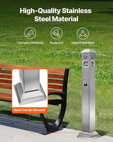 VEVOR Cigarette Butt Receptacle, Commercial Cylinder Cigarette Butt Container, Freestanding and Weatherproof Outdoor Cigarette Butt Disposal for Garden, Office, Restaurant, Hotel, Bar, Patio, Black in Saudi Arabia