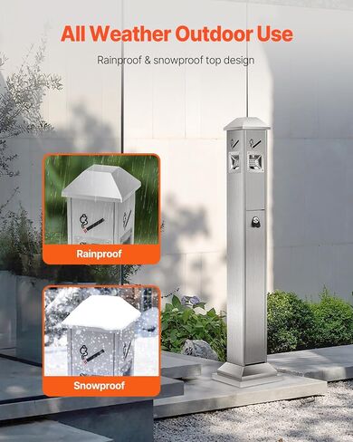 VEVOR Cigarette Butt Receptacle, Commercial Cylinder Cigarette Butt Container, Freestanding and Weatherproof Outdoor Cigarette Butt Disposal for Garden, Office, Restaurant, Hotel, Bar, Patio, Black in Saudi Arabia