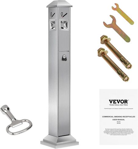 VEVOR Cigarette Butt Receptacle, Commercial Cylinder Cigarette Butt Container, Freestanding and Weatherproof Outdoor Cigarette Butt Disposal for Garden, Office, Restaurant, Hotel, Bar, Patio, Black in Saudi Arabia