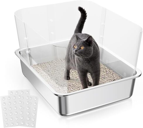 Cat Litter Box Pee Shields, High Sided Litter Box Splash Guard, Seamless Urine Leakage Enclosure for Open Top Litter Pan 14.57×10.63in (3Pcs)- Litter Box Not Included in Saudi Arabia
