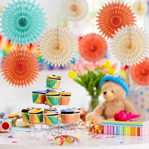 SUNBEAUTY 10 Pcs Candy Hanging Paper Fans Decorations Christmas Candy Party Classroom Decorations Candy Land Party Decoration Candy Decorations Paper Fans for Christmas Birthday Baby Shower in Kuwait