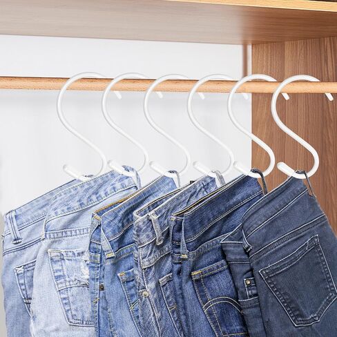 12 Pack 4 inch S Hooks for Hanging Heavy Duty, Large Vinyl Coated Closet S Hooks Non Slip Metal S Hooks for Hanging Kitchen Utensil Pot Pan Cups Clothes Jeans Towels Hats Bags Plants (White) in Kuwait