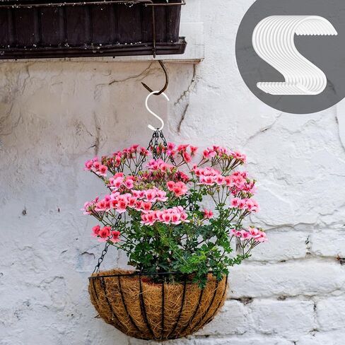 12 Pack 4 inch S Hooks for Hanging Heavy Duty, Large Vinyl Coated Closet S Hooks Non Slip Metal S Hooks for Hanging Kitchen Utensil Pot Pan Cups Clothes Jeans Towels Hats Bags Plants (White) in Kuwait