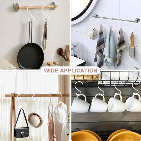 12 Pack 4 inch S Hooks for Hanging Heavy Duty, Large Vinyl Coated Closet S Hooks Non Slip Metal S Hooks for Hanging Kitchen Utensil Pot Pan Cups Clothes Jeans Towels Hats Bags Plants (White) in Kuwait